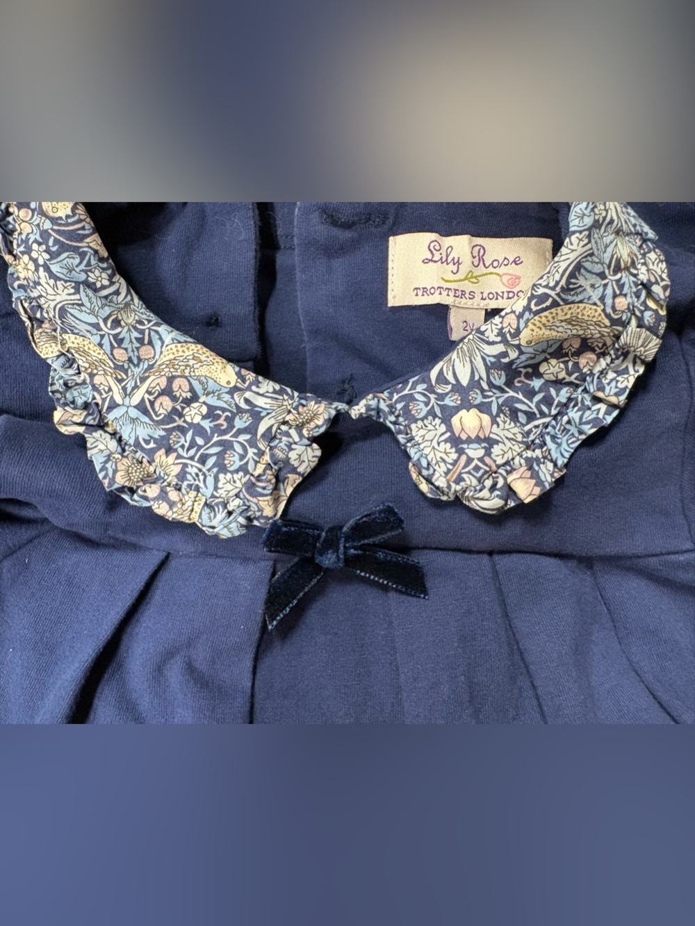 Lily Rose Trotters London Floral Collar Jersey Dress Navy Blue